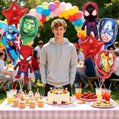 8Pcs Super Theme Hero Foil Balloons, Cute Birthday Party Supplies & Theme Party - Image 6