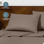 Bare Home Microfiber Pillow Cases - Queen Size Set of 2 - Cooling Pillowcases - Double Brushed - Easy Care - Envelope Closure (Queen Pillowcase Set of 2, Taupe)