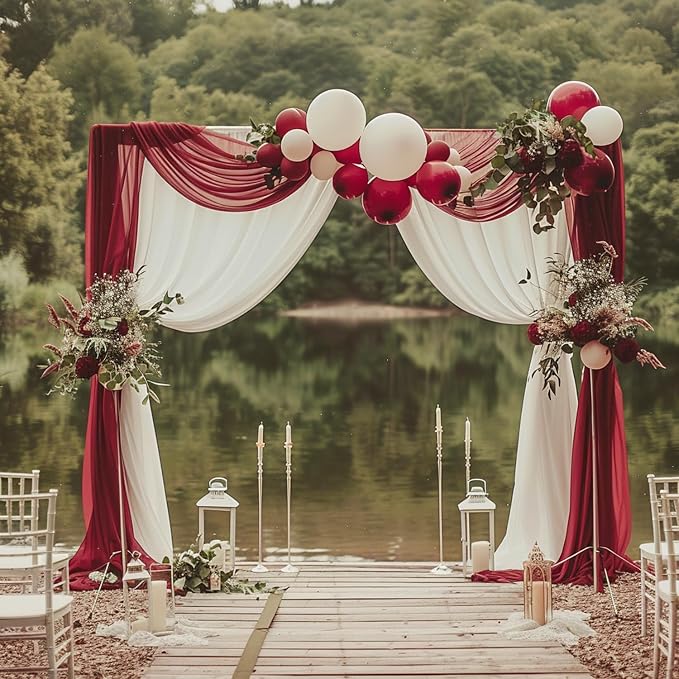 Wedding Arch Draping Fabric Backdrop Drapes 3 Panels, Burgundy | 28.7"x20FT - Image 6