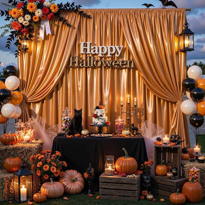 40x10ft Rust Orange Glitter Backdrop Curtain - Image 5