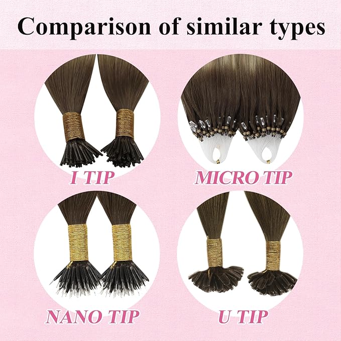 YoungSee Micro Link Hair Extensions Human Hair Balayage Micro Bead Hair Extensions Real Human Hair Brown Ombre Blonde Micro-Ring Hair Extension 14In Bead Hair Extension for Short Hair 50s/50g