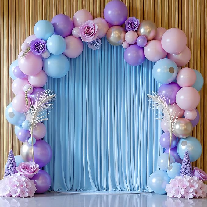 Blue Backdrop Curtain for Wedding Parties Backdrop Drapes 10x10FT | Wrinkle - Image 6