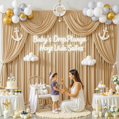 20 ft x 8 ft Thick Champagne Backdrop Curtain - Image 7
