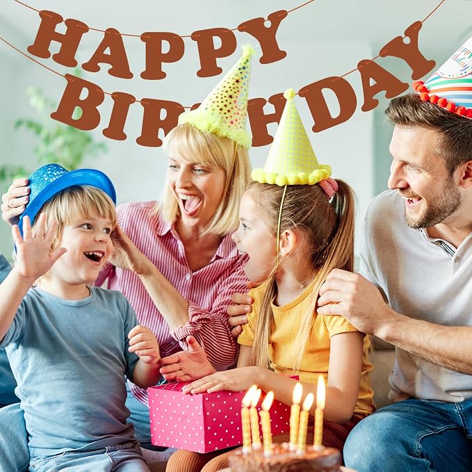 Brown Happy Birthday Banner Birthday Party Decorations Sign Birthday Backdrop - Image 6
