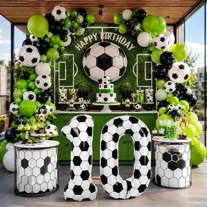 Soccer 10 Balloon Number, 40 Inch Soccer Number 10 Foil Balloon - Image 3
