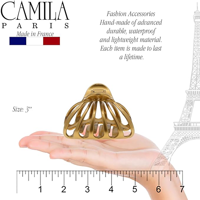 Camila Paris CP3052 French Octopus Hair Clip, Large Hair Clips for Thick Hair, Big Hair Claw Clip for Long Hair, Durable Girls Hair Clips for Women for Wavy Hair, Strong No-Slip Grip. Made in France