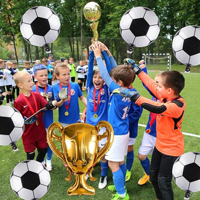 Soccer Party Balloons Set, 32 Inch Champion Trophy Mylar Foil Balloon and 6pcs - Image 4