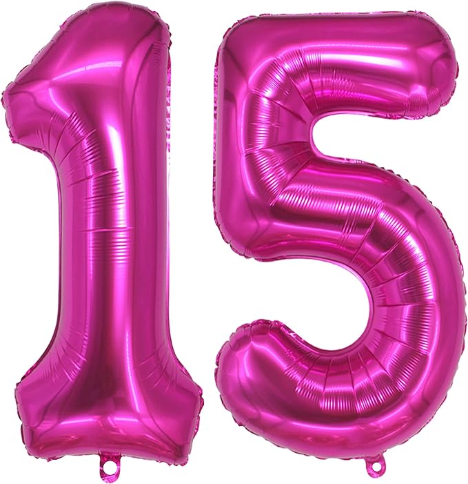 Jonhamwelbor 15 Balloon Number Hot Pink 15 Foil Mylar Jumbo Giant Big Large 51 by Jonhamwelbor