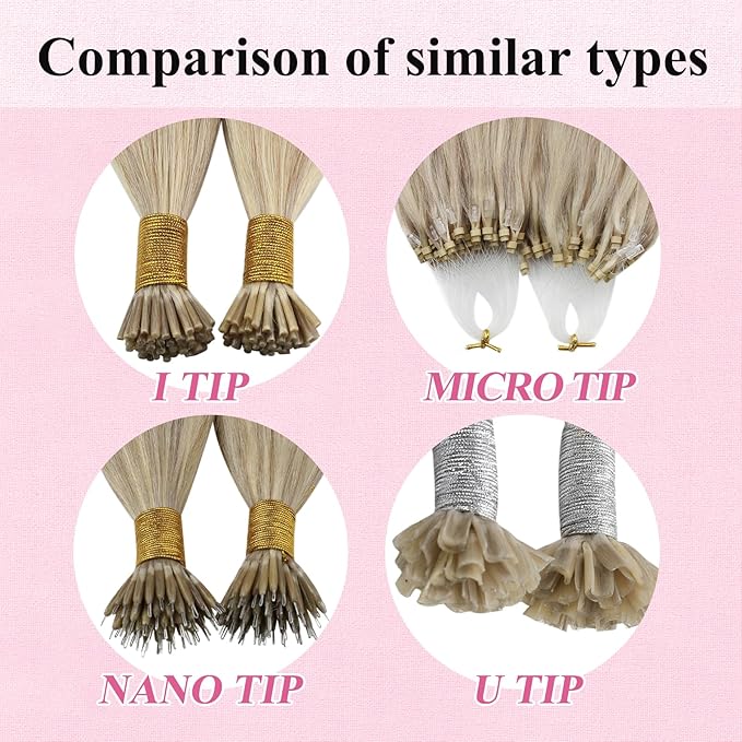 YoungSee Micro Bead Hair Extensions Real Human Hair Blonde Microlink Hair Extensions Human Hair Blonde Highlighted Ash Blond Bead Hair Extension 20Inch Pre Bonded Hair Extension for Wedding 50g 50s