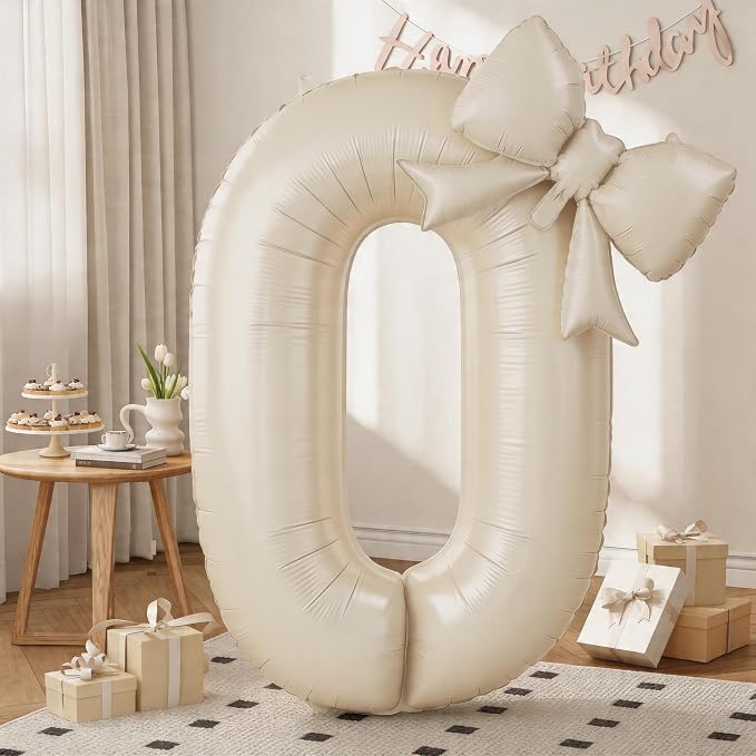 40 Inch Cream Number Balloons 0-9 by KYGNE