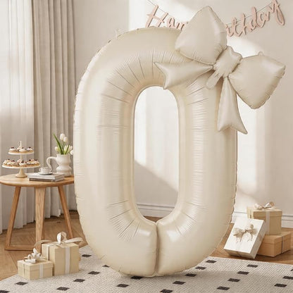 40 Inch Cream Number Balloons 0-9 by KYGNE