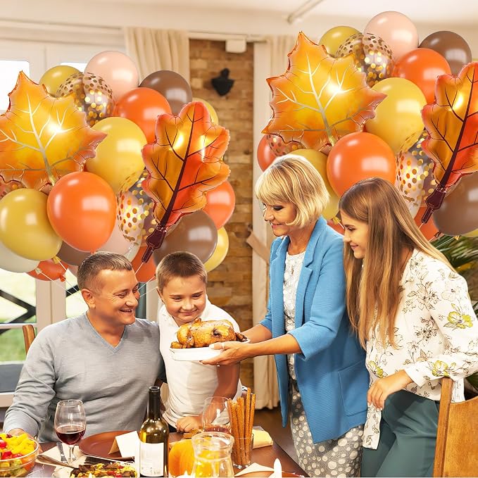 Fall Balloons, 12 Inch Orange Yellow Brown and Nude Balloonis, Leaf Balloon - Image 4