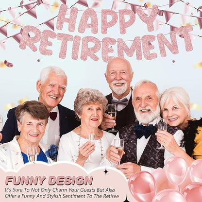 Fulmoon Pre Strung Happy Retirement Banner Glitter Retirement Sign Funny - Image 4