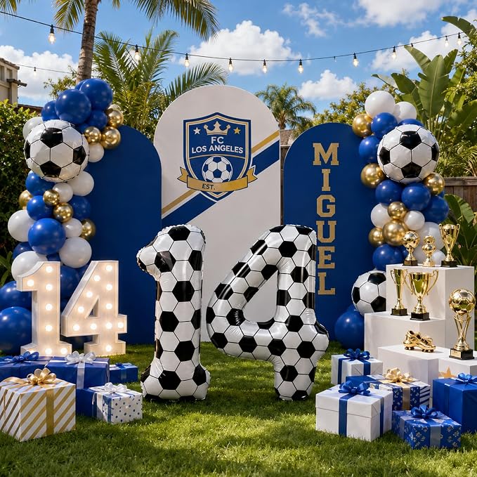 Soccer 14 Balloon Number, 40 Inch Soccer Number 14 Foil Balloon - Image 6