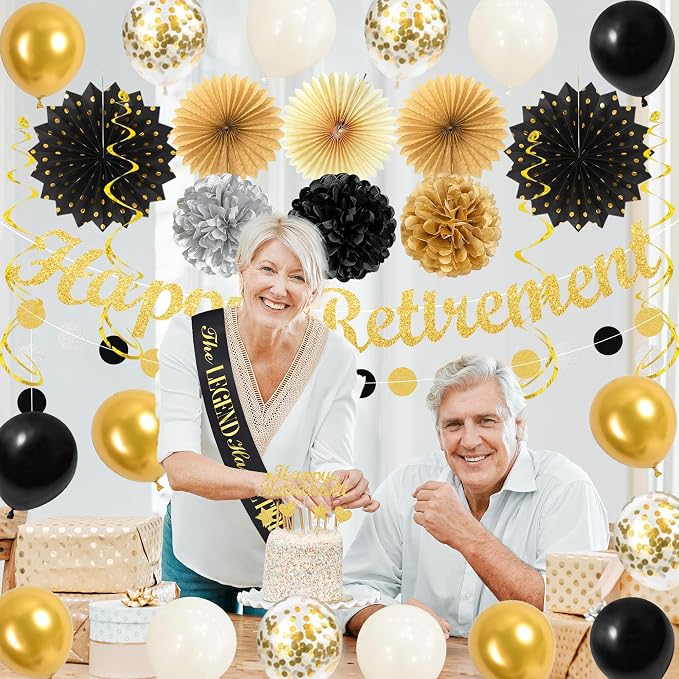 Vlipoeasn Black Gold Retirement Decorations - Image 7