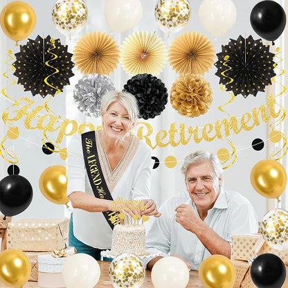 Vlipoeasn Black Gold Retirement Decorations - Image 7