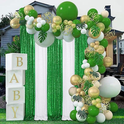 Green Sequin Backdrop Curtains-4 Panels 2FTx8FT Green Backdrop - Image 6