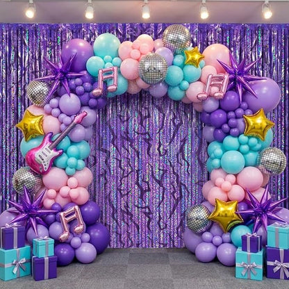 2 Packs Purple Foil Fringe Curtain, Baby Shower, Graduation, Bachelorette - Image 2