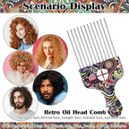 2 Pack Professional Stainless Steel Afro Pick Combs, Wide Tooth Metal Hair Picks for Curly Afro Braid Detangling Styling Women Men