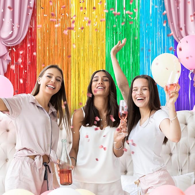 Crosize 4 Pack Rainbow Streamers Backdrop, 3.3 x 9.9 ft, Party Decorations | - Image 7