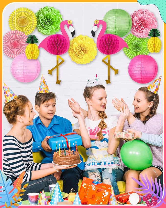 Flamingo Hawaiian Luau Party Decorations, Pool Summer Tropical Decorations | - Image 2
