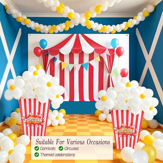 103 Pcs Carnival Circus Party Decorations Set Includes Red White Circus - Image 6