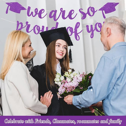 2026 Graduation Decorations Pre-Strung Blingbling We Are So Proud of You Banner - Image 4