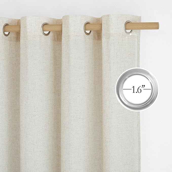 NICETOWN Natural Linen Cafe Curtains 45 inch Length, Thick Flax Linen Window - Image 2