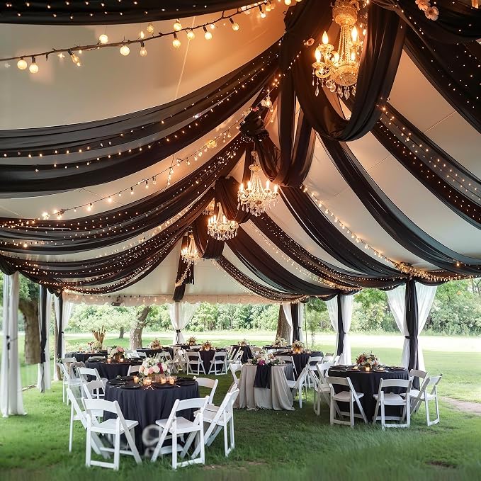 6 Panels Black Ceiling Drapes - Image 2
