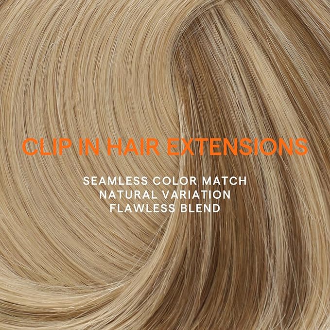 Full Shine Clip in Hair Extensions Human Hair Balayage Blonde Clip in Human Hair Extensions Golden Brown Balayage Dirty Blonde Double Weft Clip ins 18 Inch 7 Pcs 120 G
