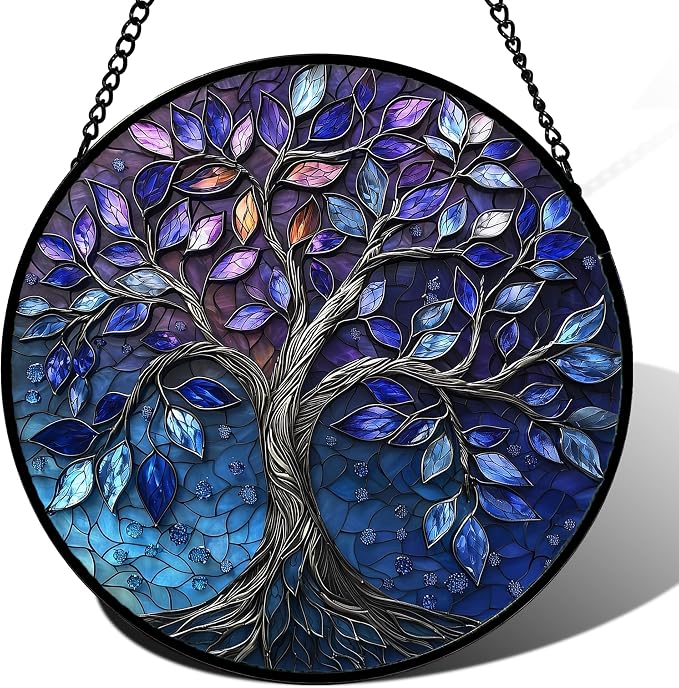 DASTOLL Stained Glass Window Hanging, and Mom 14.9x14.9 in by DASTOLL