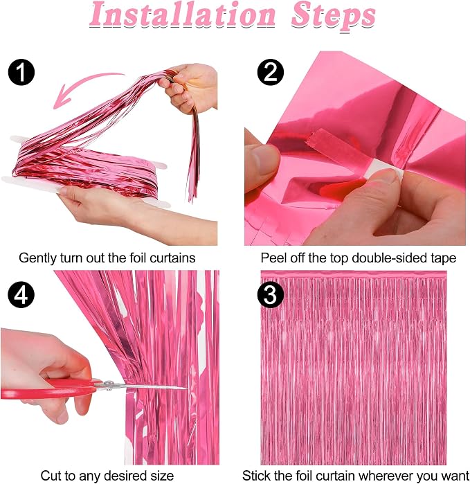 4 Pack Birthday Decorations, 3.28 FT x 7.05 FT Pink Backdrop, Metallic Happy - Image 3