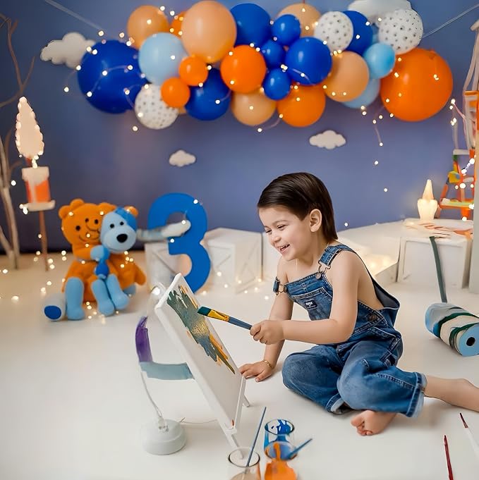 Blue and Orange Balloon Garland Arch Kit, Klein Navy Light Blue Teal Orange - Image 3