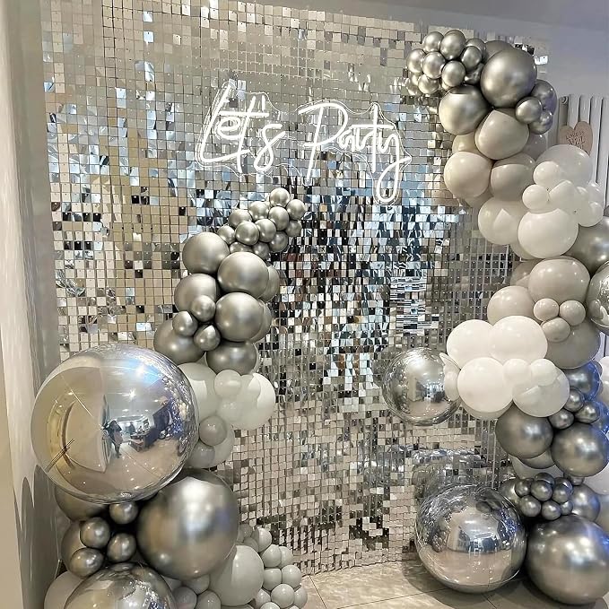 4x6 FT Silver Shimmer Wall Backdrop, Glitter Bling Photo Backdrop - Image 4