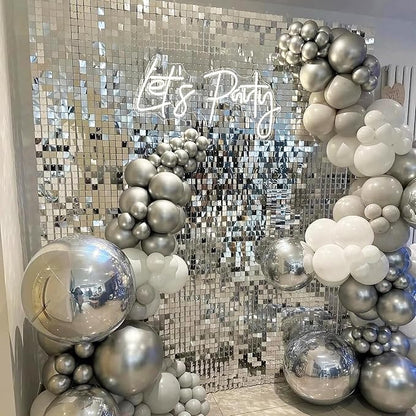 4x6 FT Silver Shimmer Wall Backdrop, Glitter Bling Photo Backdrop - Image 4