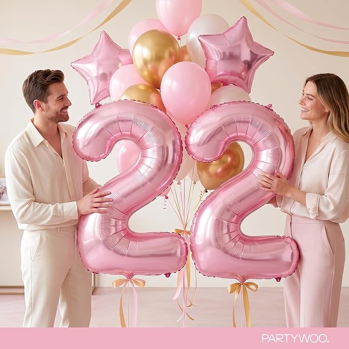 PartyWoo Number Balloons 40 Inch Pink Number 2 Kit 25pcs - Image 9