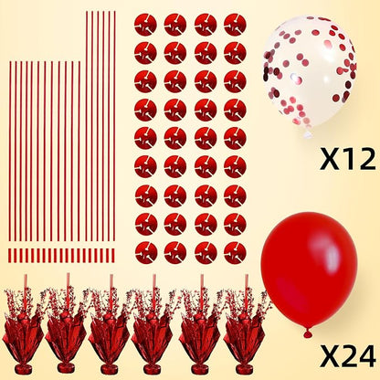 6 Set Red Christmas Table Balloons Centerpiece Stand Kit - Image 7