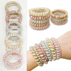 10 Pcs Spiral Hair Ties for Women - Small Elastic Hair Bands, No Damage Hair Coils, Ponytail Holders,Cute Hair Accessories for Thick & Thin Hair SP-5