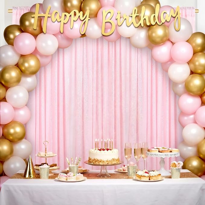 Pink Sequin Backdrop Curtains-1 Panel 3FTx8FT Light Pink Backdrop - Image 4