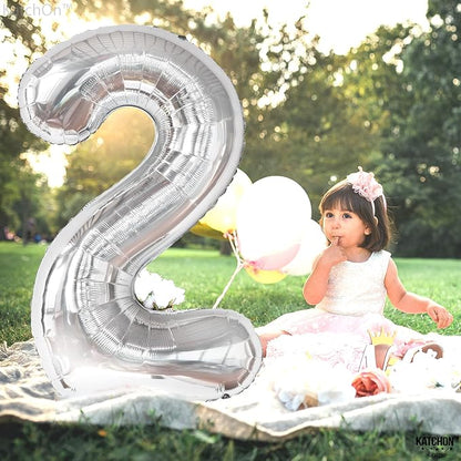 KatchOn Silver Number 2 Balloon 40 Inch 2nd Birthday Decorations - Image 5
