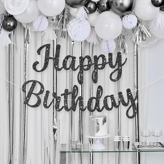 Glitter Happy Birthday Banner Sign Birthday Garland Wall Door Banners Flag - Image 4