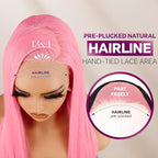 BLL Pink Wig, 13x4 Synthetic Lace Front Wig Pre-Plucked Glueless Long Silk Straight Wigs With Baby Hair Natural Density Ready to Wear Wigs For Women Suitable For Daily Party Wear 26inch