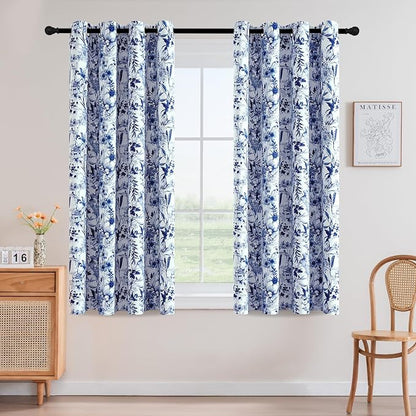 H.VERSAILTEX Blackout Curtains 63 Inch Length 2 Panels Set Floral Print Curtain by HVERSAILTEX