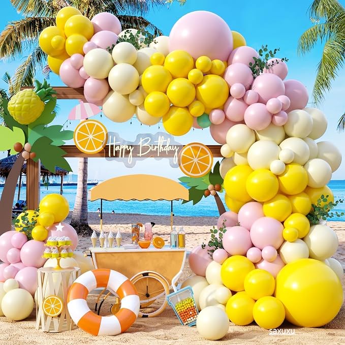 Pink and Yellow Balloon Arch Kit by Saxuxu