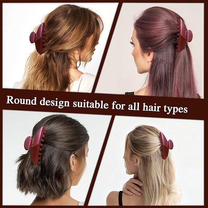 Acetate Hair Claw Clips, Red Hair Claw for Women, CuteJaw Clip for Girl's Gift, 4.2" Non-Slip Clips for Medium Long Hair, Strong Hold Claw Snag-Free with Gift Bag (Wine Red)