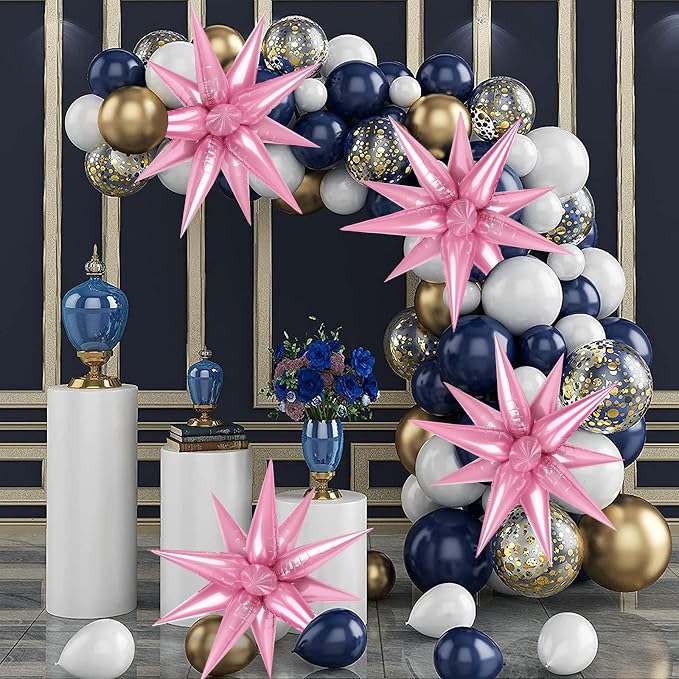 60 Pcs Star Balloons Explosion 12 Point Foil Cone Balloons Magic Balloon Large - Image 2