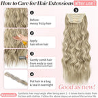 KooKaStyle Clip in Synthetic Highlight Hair Extensions Long Wavy 4PCS Thick Hairpieces Ashy Beige Blonde Balayage Fiber Double Weft Natural Hair Extensions 24 Inch for Women
