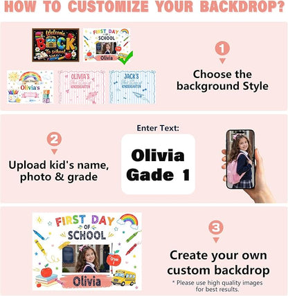 Custom Back to School Backdrop, Personalized First Day of School Photography - Image 2