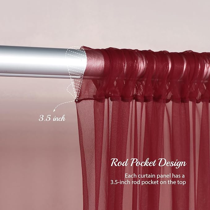 10x10ft Burgundy Tulle Backdrop Curtain - Image 5