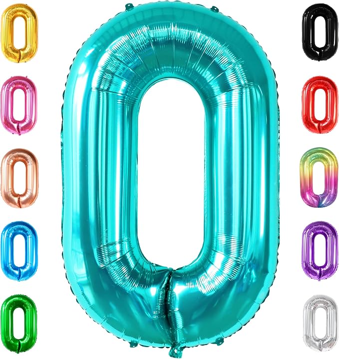 KatchOn Aqua Blue 0 Balloons 40 Inch | Turquoise Balloons, Teal Number 0 Balloon by KatchOn